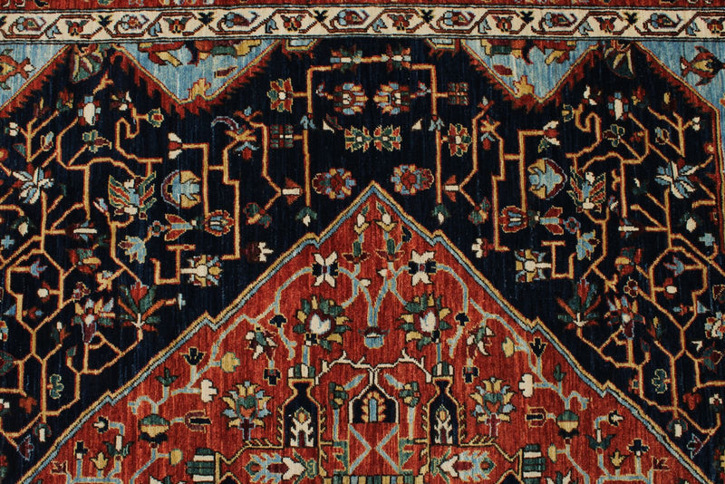 8x10 Red and Light Blue Traditional Rug