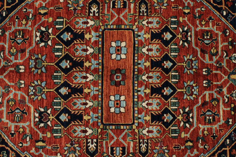 8x10 Red and Light Blue Traditional Rug