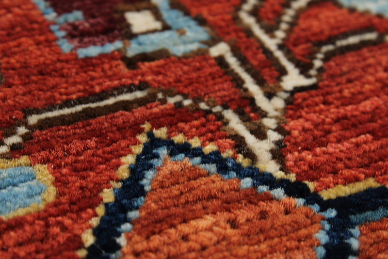 8x10 Red and Light Blue Traditional Rug