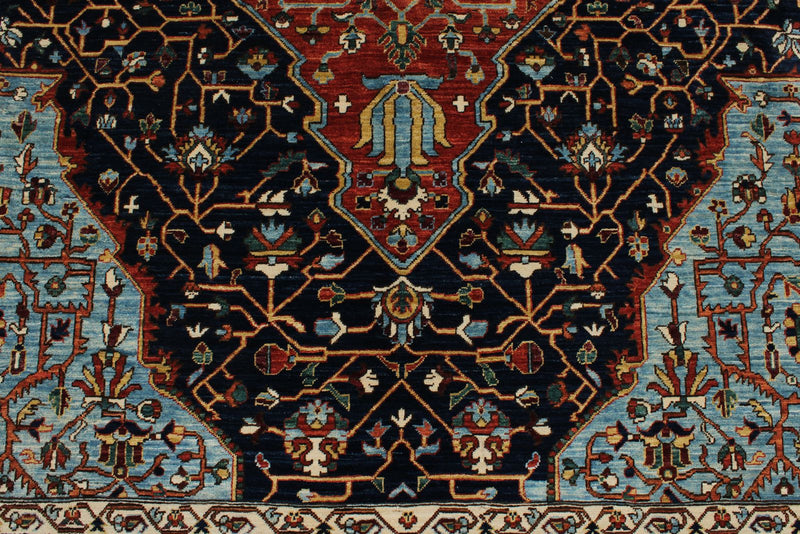 8x10 Red and Light Blue Traditional Rug