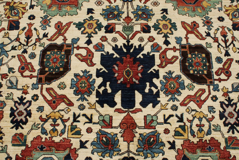 8x10 Ivory and Light Blue Traditional Rug