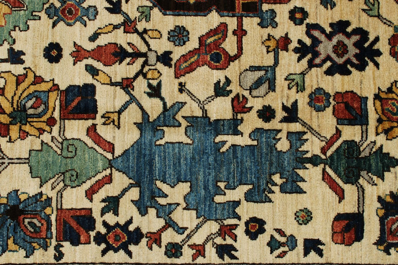 8x10 Ivory and Light Blue Traditional Rug