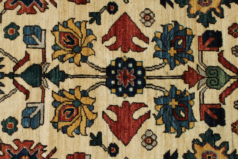 8x10 Ivory and Light Blue Traditional Rug