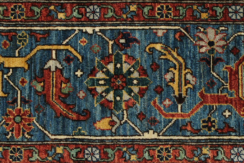 8x10 Ivory and Light Blue Traditional Rug