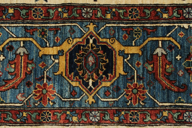 8x10 Ivory and Light Blue Traditional Rug