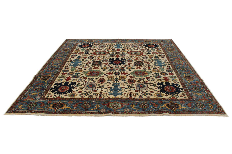 8x10 Ivory and Light Blue Traditional Rug