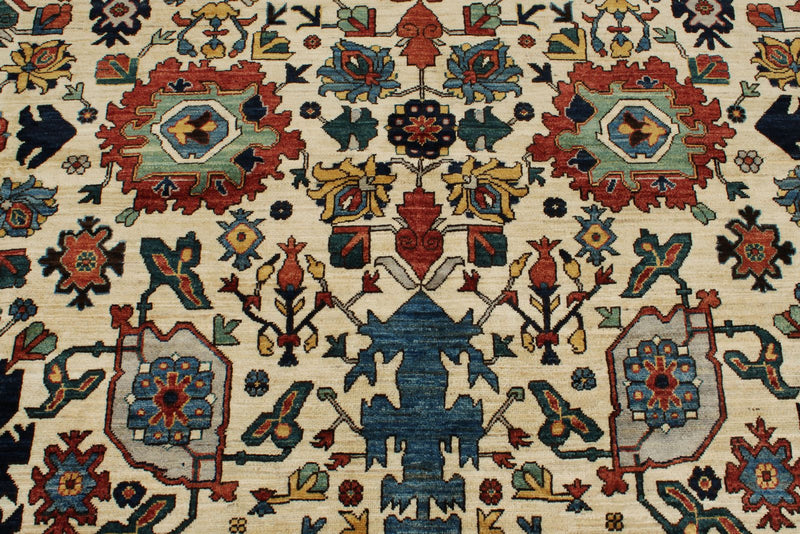 8x10 Ivory and Light Blue Traditional Rug