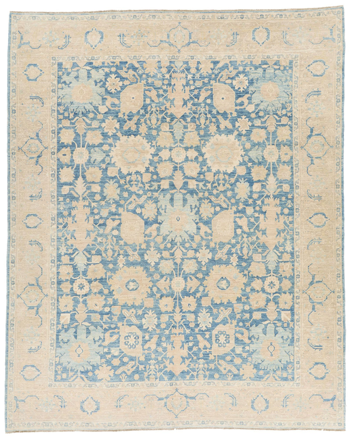 8x10 Light Blue and Ivory Traditional Rug