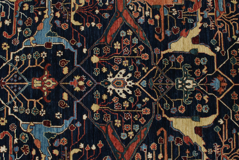 8x10 Navy and Multicolor Traditional Rug