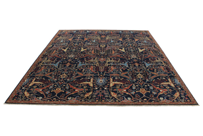 8x10 Navy and Multicolor Traditional Rug