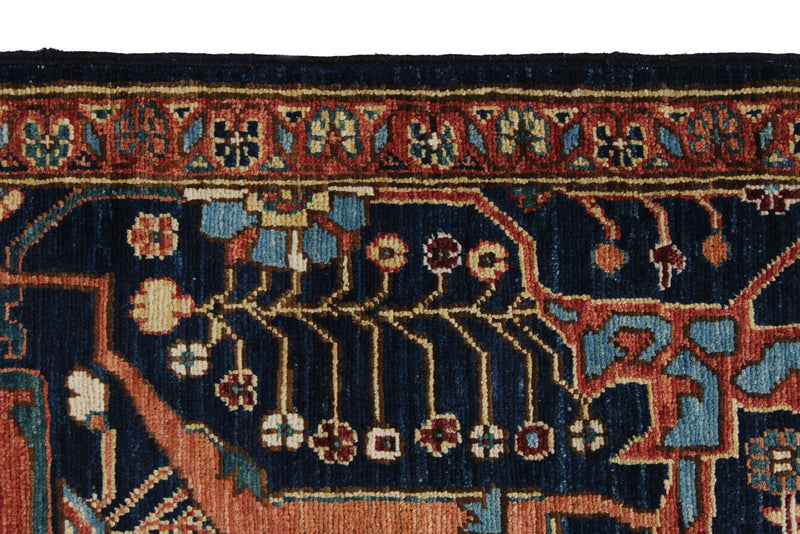 8x10 Navy and Multicolor Traditional Rug