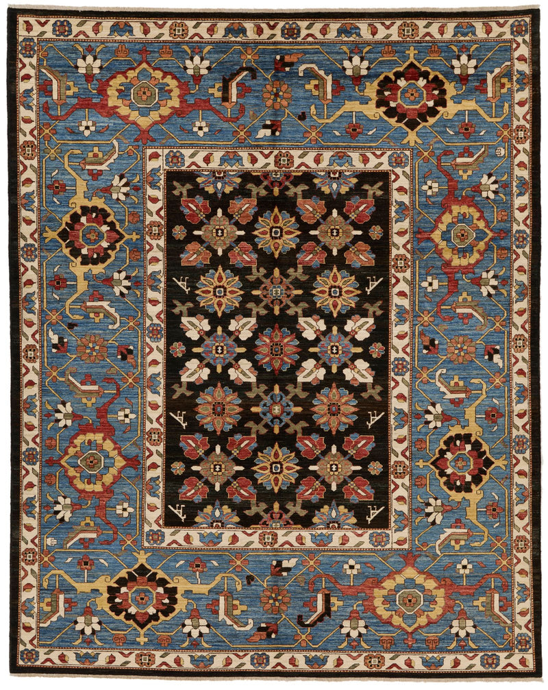 8x10 Black and Light blue Anatolian Traditional Rug