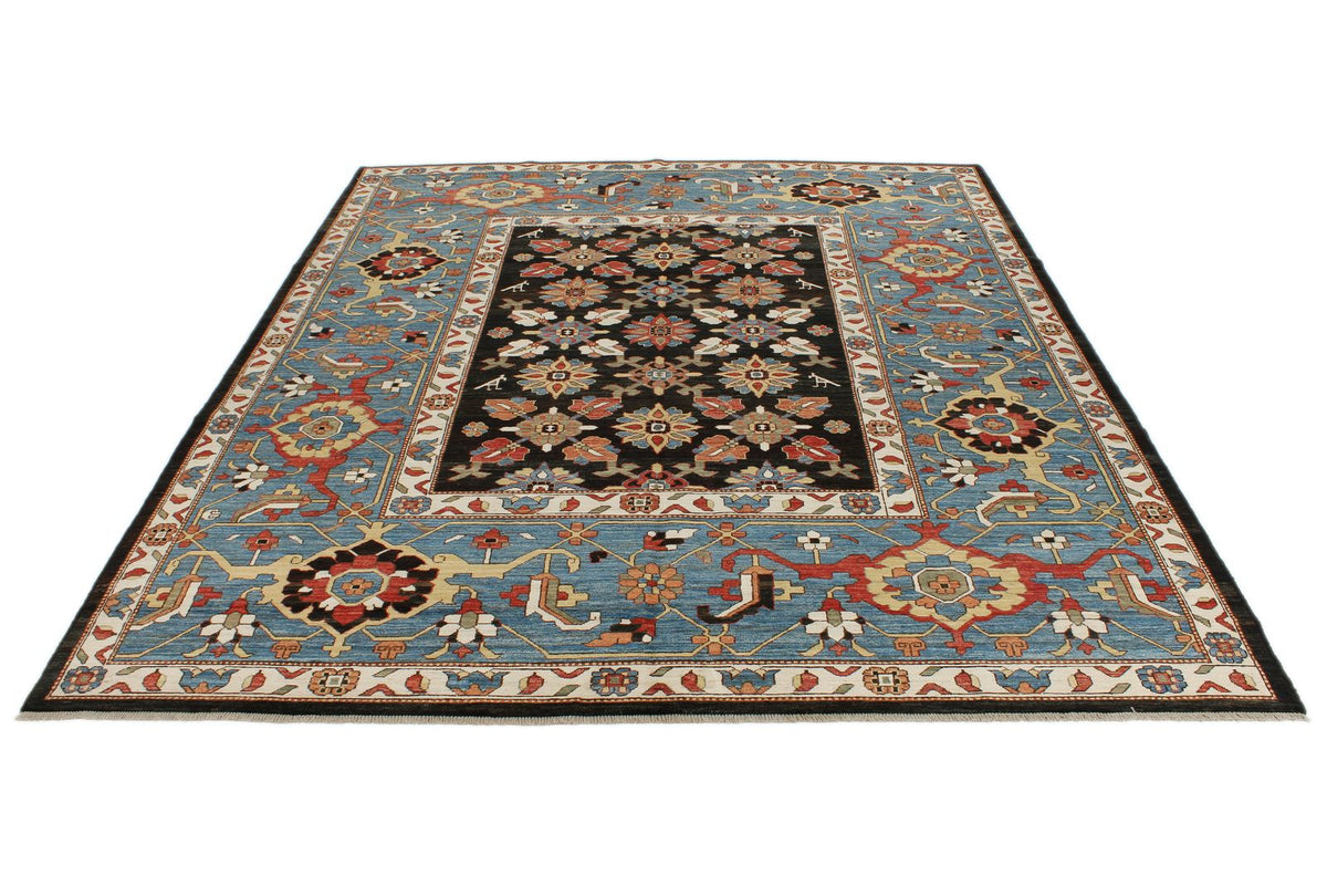 8x10 Black and Light blue Anatolian Traditional Rug