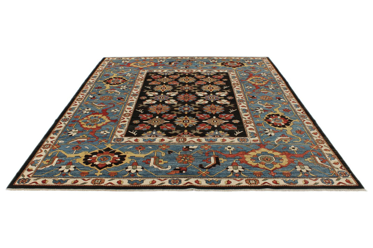 8x10 Black and Light blue Anatolian Traditional Rug