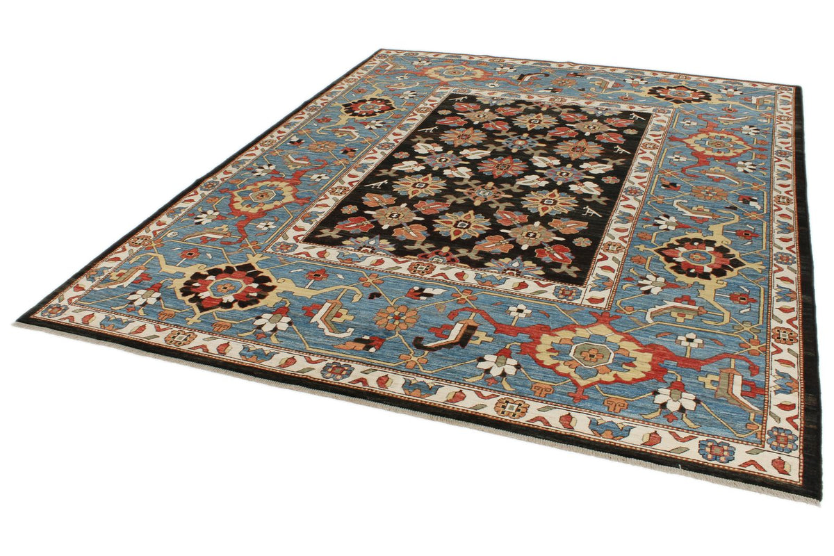 8x10 Black and Light blue Anatolian Traditional Rug