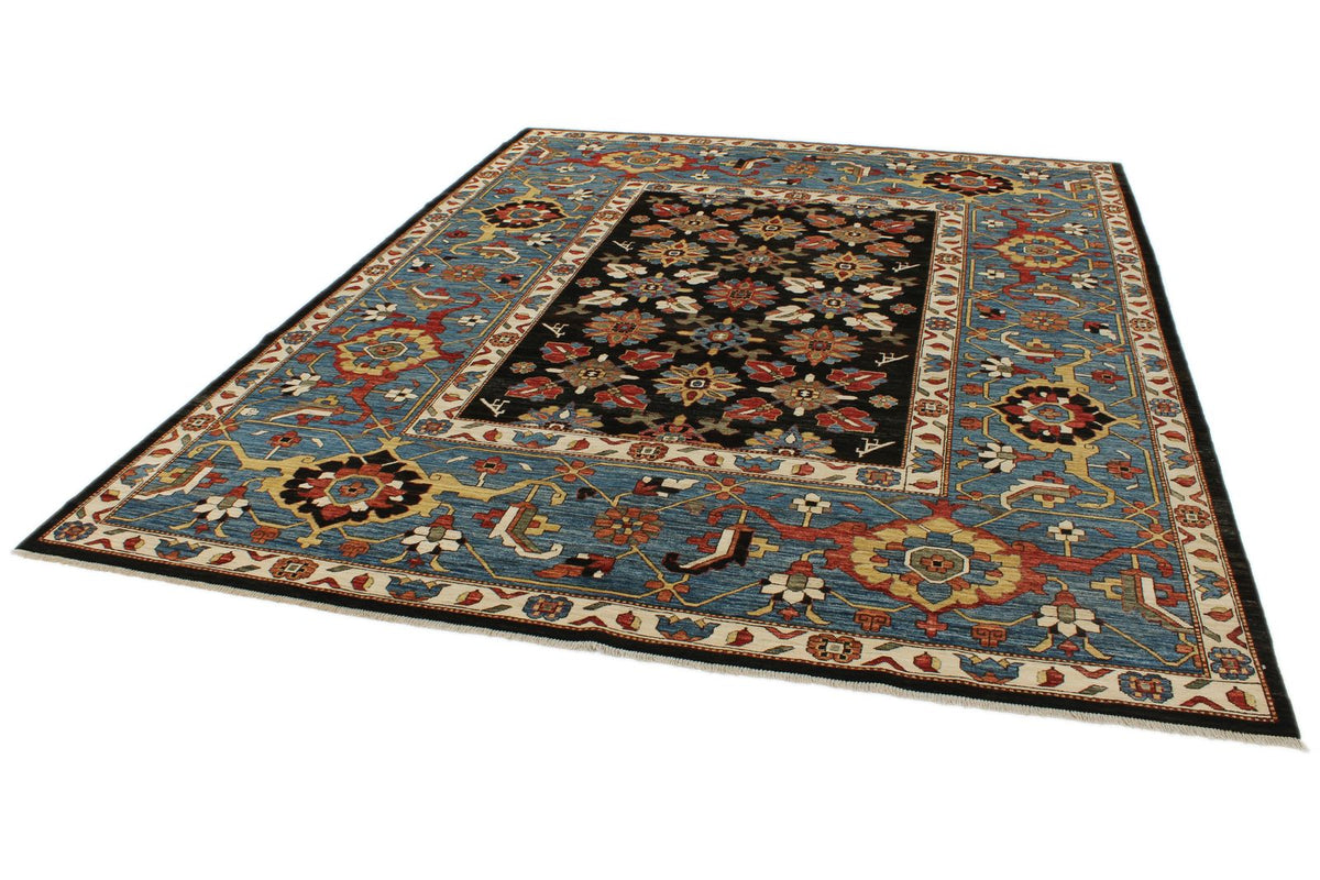 8x10 Black and Light blue Anatolian Traditional Rug