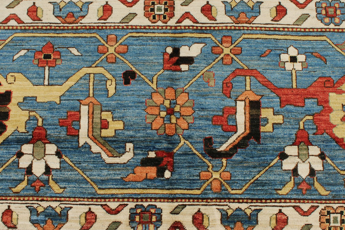 8x10 Black and Light blue Anatolian Traditional Rug