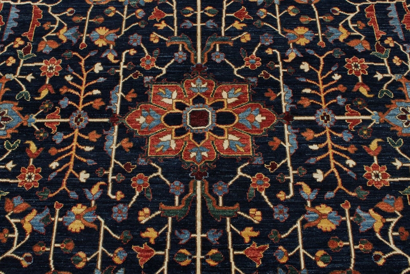 8x10 Navy and Red Anatolian Traditional Rug