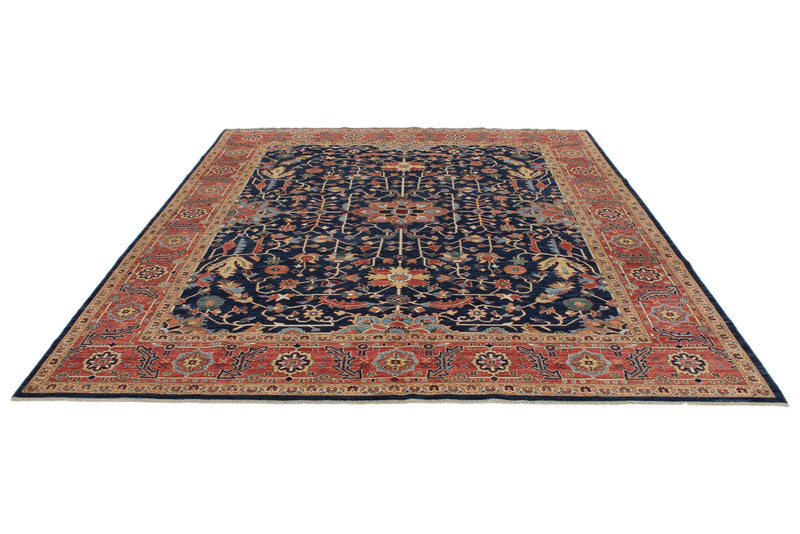 8x10 Navy and Red Anatolian Traditional Rug