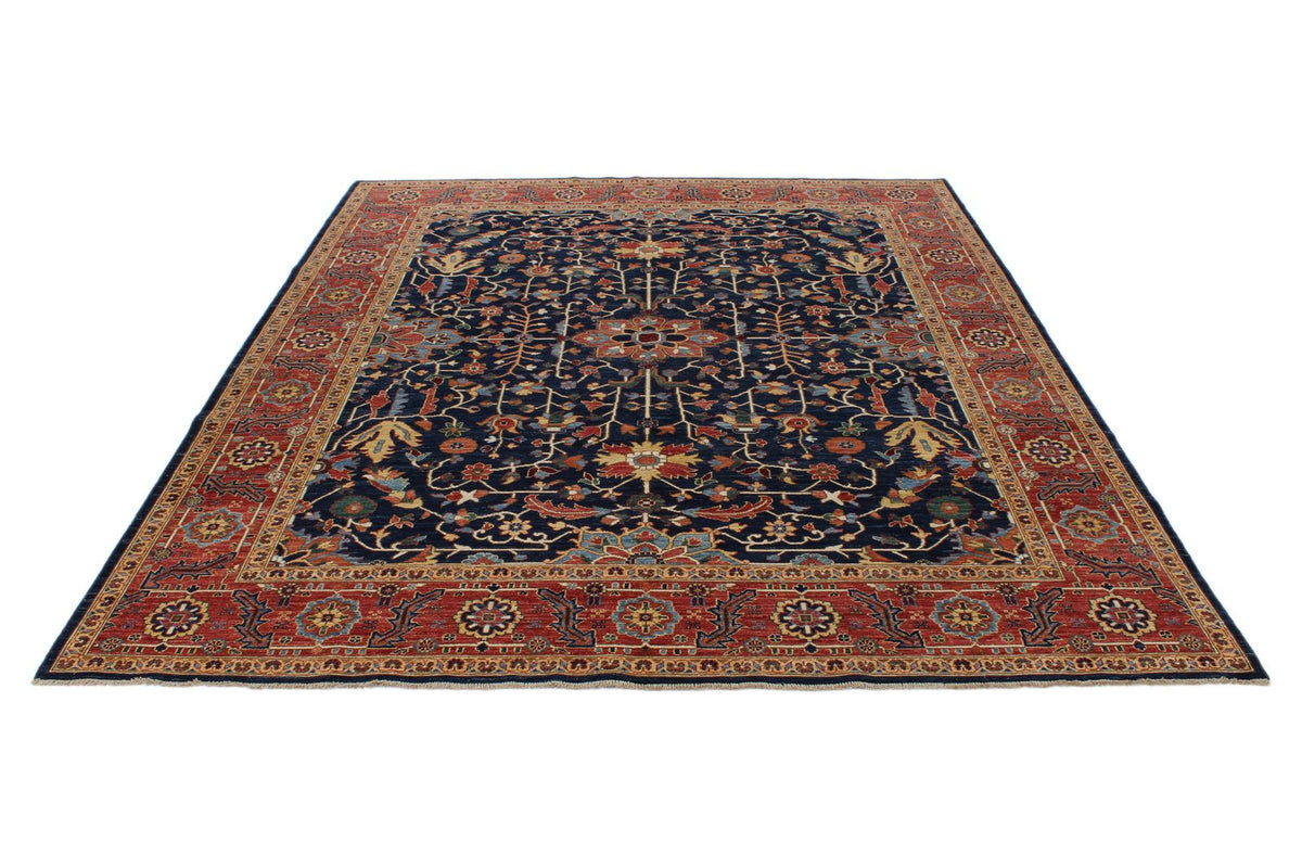 8x10 Navy and Red Anatolian Traditional Rug
