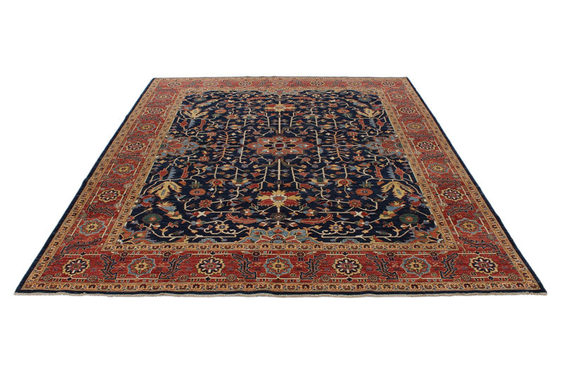 8x10 Navy and Red Anatolian Traditional Rug