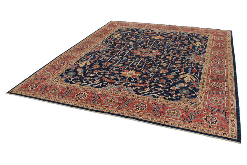 8x10 Navy and Red Anatolian Traditional Rug