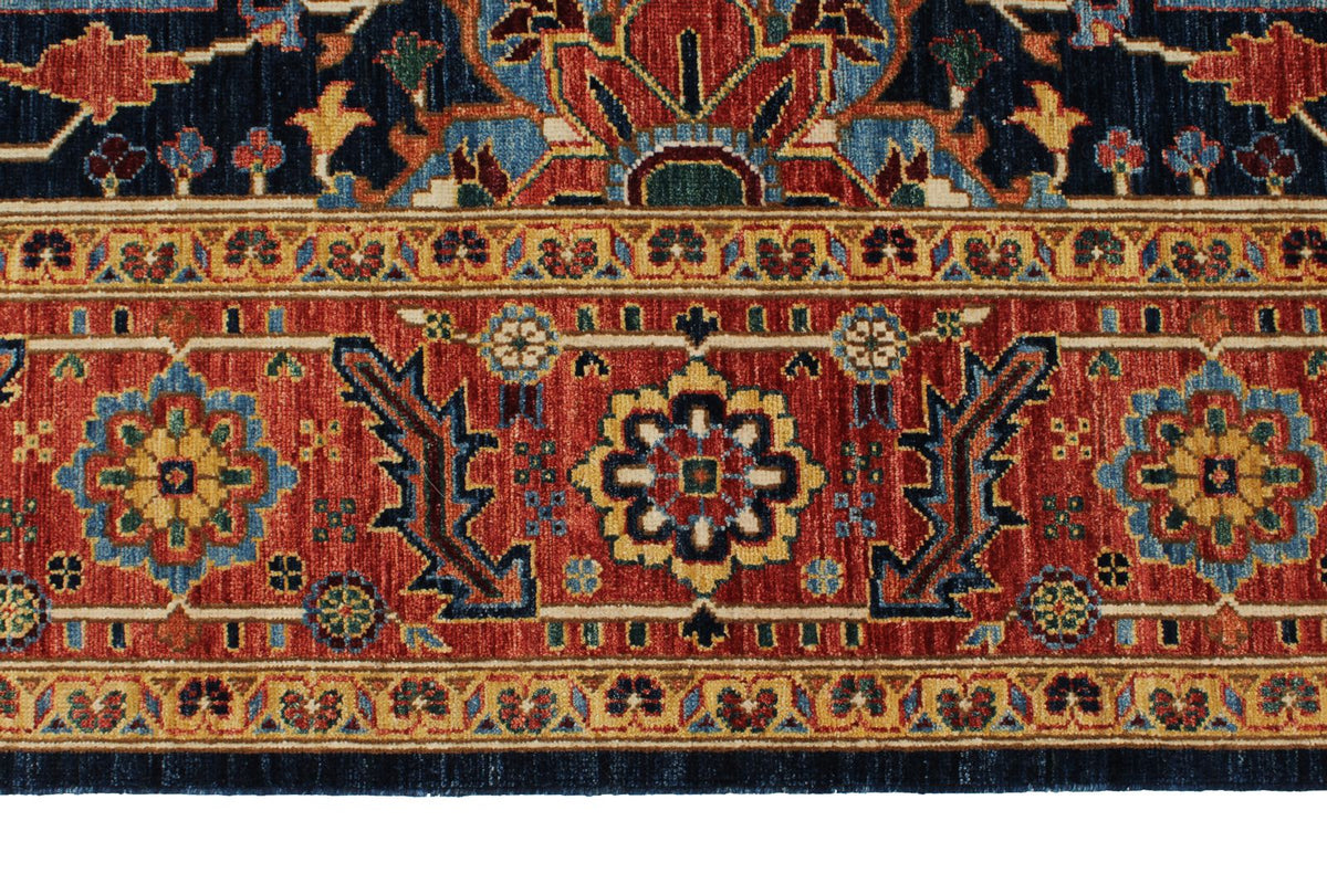 8x10 Navy and Red Anatolian Traditional Rug