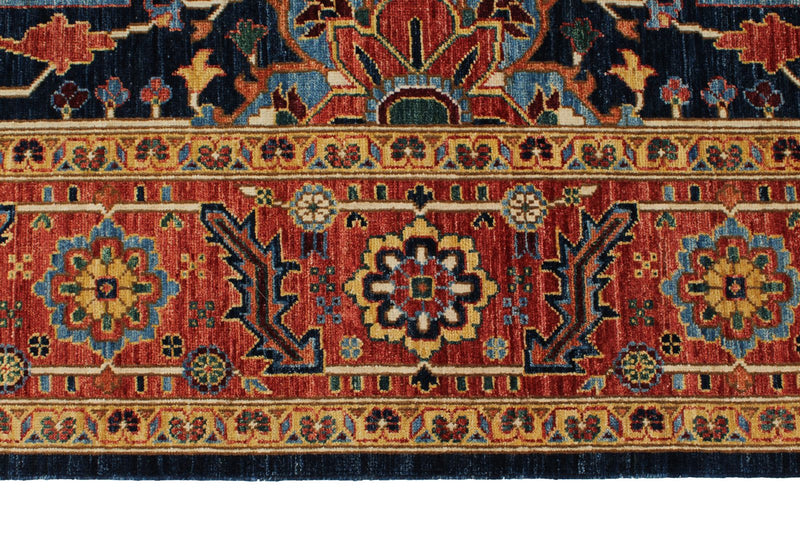 8x10 Navy and Red Anatolian Traditional Rug