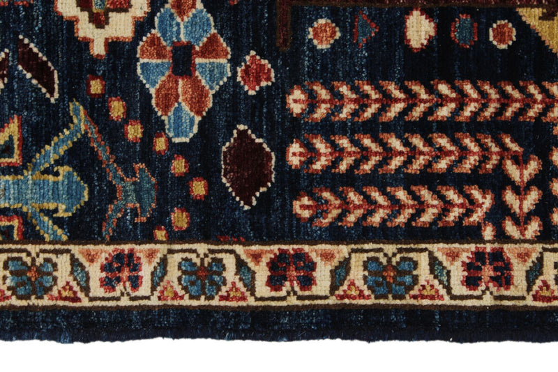 8x10 Navy and Multicolor Anatolian Traditional Rug