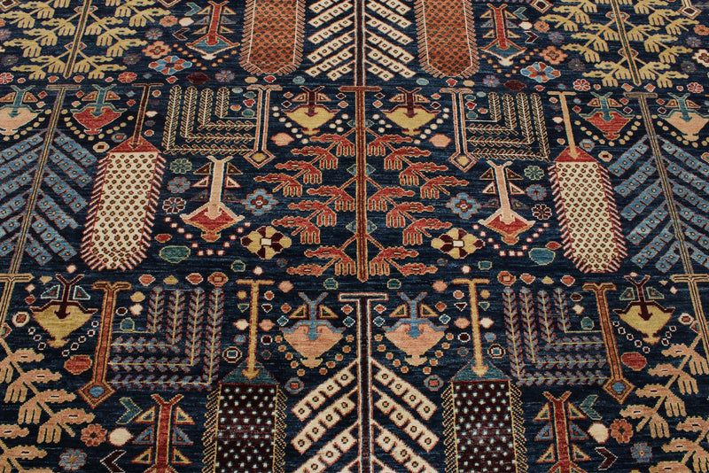 8x10 Navy and Multicolor Anatolian Traditional Rug