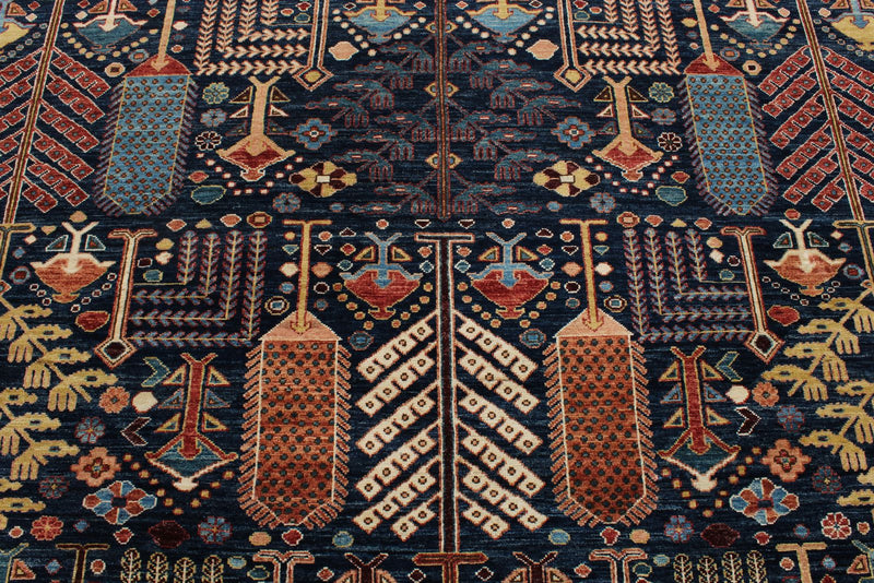 8x10 Navy and Multicolor Anatolian Traditional Rug