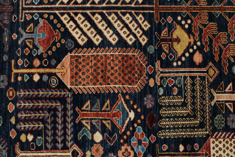 8x10 Navy and Multicolor Anatolian Traditional Rug