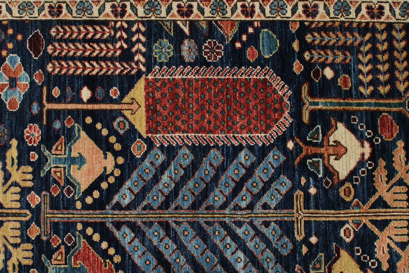 8x10 Navy and Multicolor Anatolian Traditional Rug