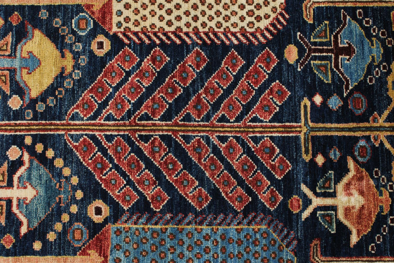 8x10 Navy and Multicolor Anatolian Traditional Rug