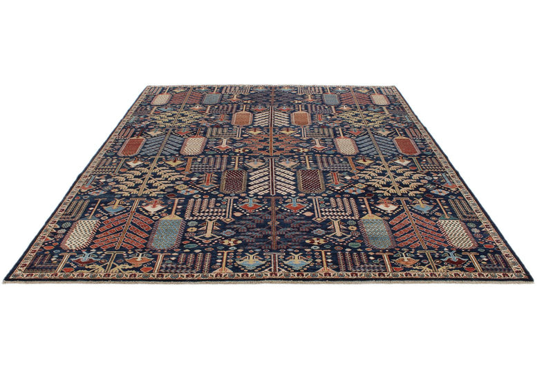 8x10 Navy and Multicolor Anatolian Traditional Rug