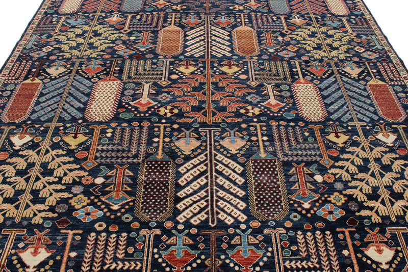 8x10 Navy and Multicolor Anatolian Traditional Rug