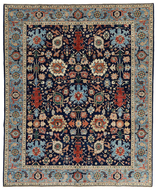 8x10 Navy and Blue Traditional Rug