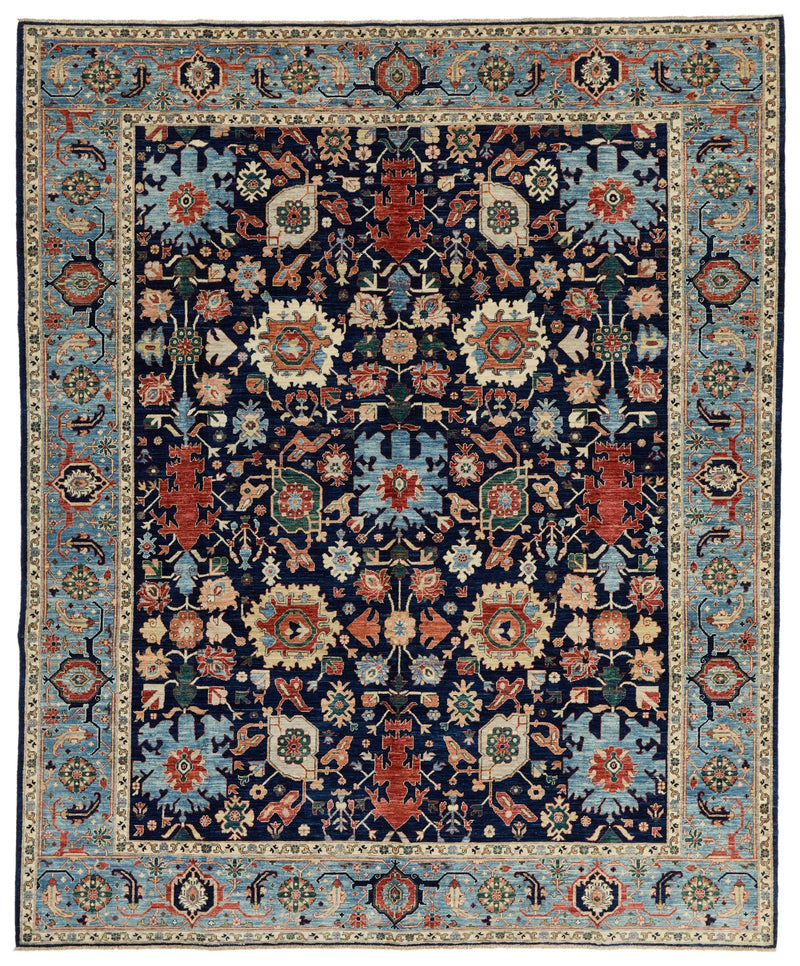 8x10 Navy and Blue Traditional Rug