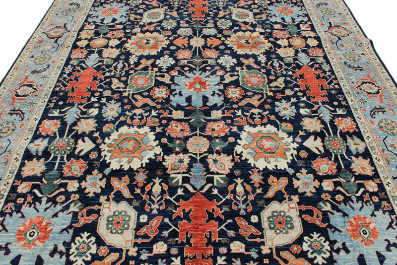 8x10 Navy and Blue Traditional Rug