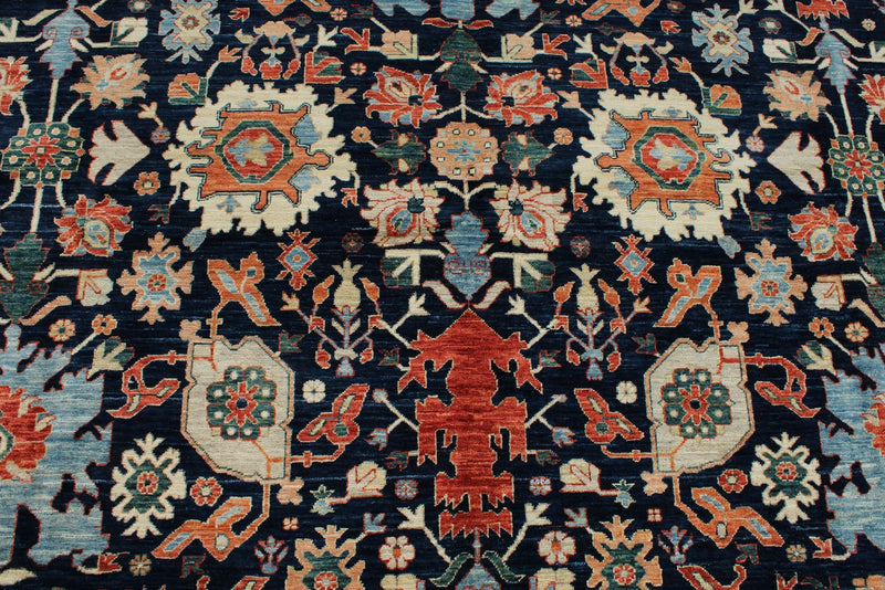 8x10 Navy and Blue Traditional Rug