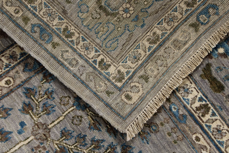 8x10 Gray and Light Blue Traditional Rug