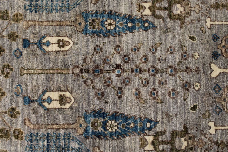 8x10 Gray and Light Blue Traditional Rug