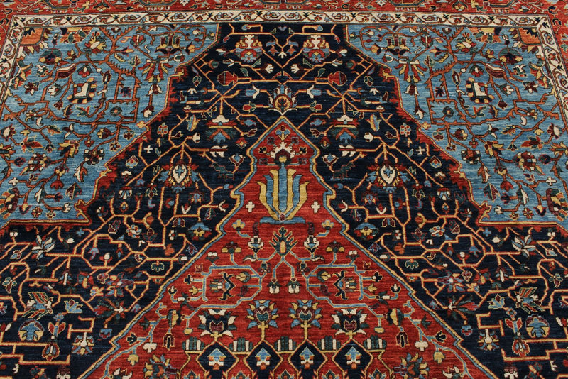 8x10 Navy and Red Traditional Rug