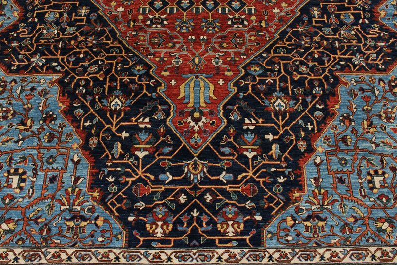 8x10 Navy and Red Traditional Rug