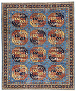 8x10 Light Blue and Navy Traditional Rug