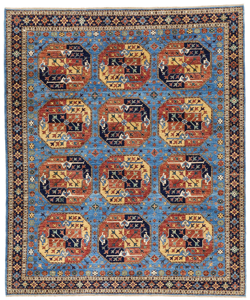 8x10 Light Blue and Navy Traditional Rug