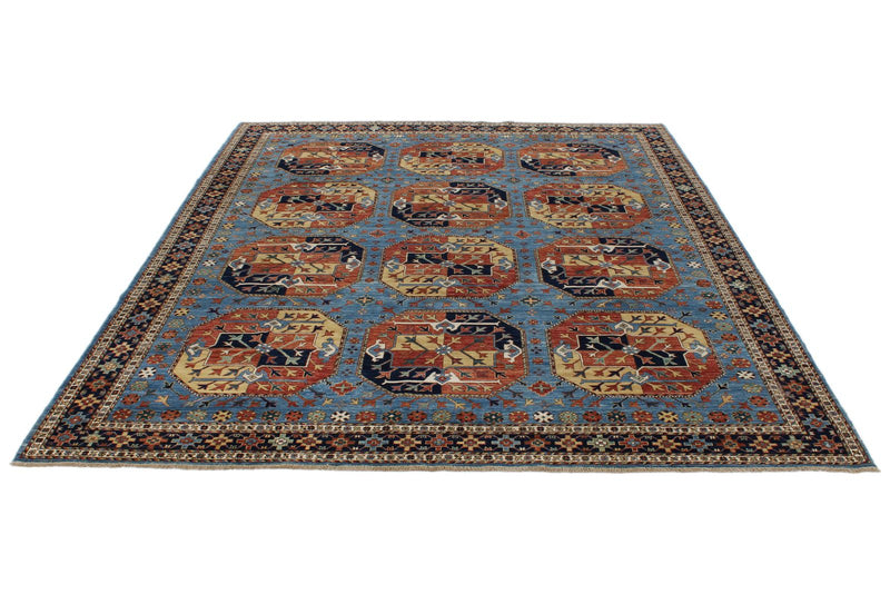 8x10 Light Blue and Navy Traditional Rug