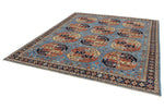 8x10 Light Blue and Navy Traditional Rug