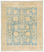 8x10 Light Blue and Ivory Traditional Rug