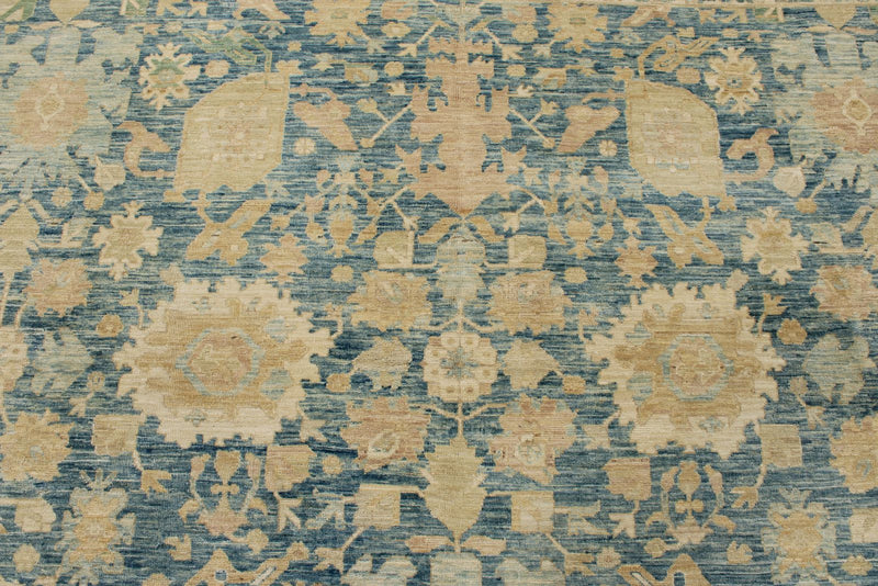 8x10 Light Blue and Ivory Traditional Rug